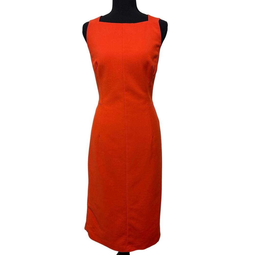 Antonio Melani Womens 10 Orange Square Neck Sheath Dress Sleeveless Career